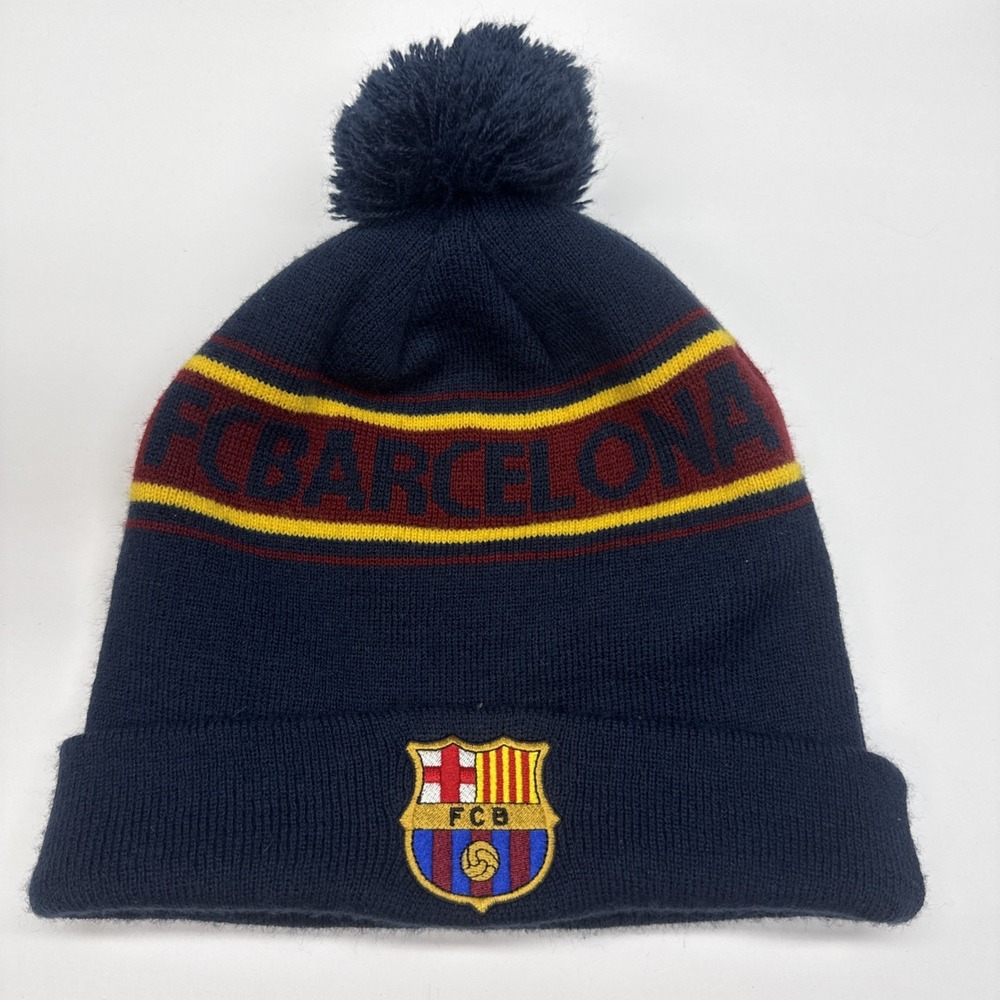 FC Barcelona FCB Winter Knit Pom Beanie Stocking Hat Cap